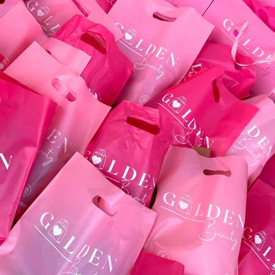 Bolsas tipo boutique color rosa personalizadas impresas con logo 