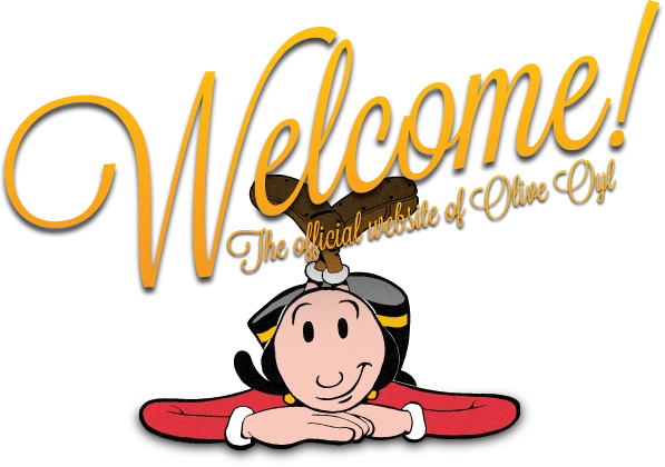 Welcome poster with a Olive Cartoon Character 