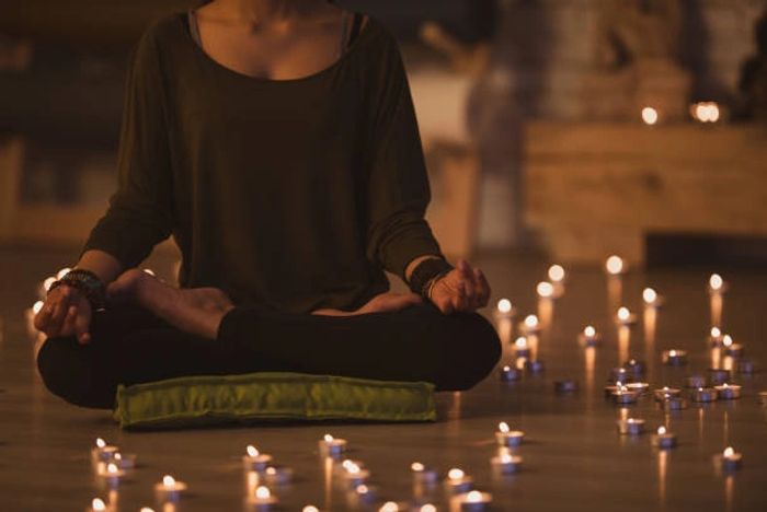 Candlelit restorative yoga