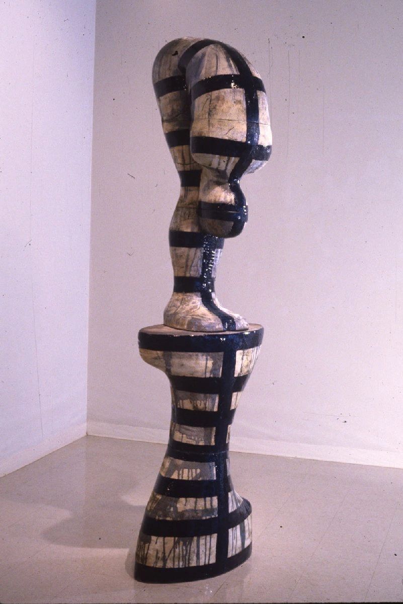 A larger-than-life figurative ceramic sculpture, abstract.  