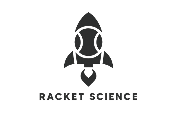 Black rocket icon with 'Racket Science' text beneath it.