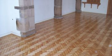 Pitch Pine Parquet Woodblock floor in a church