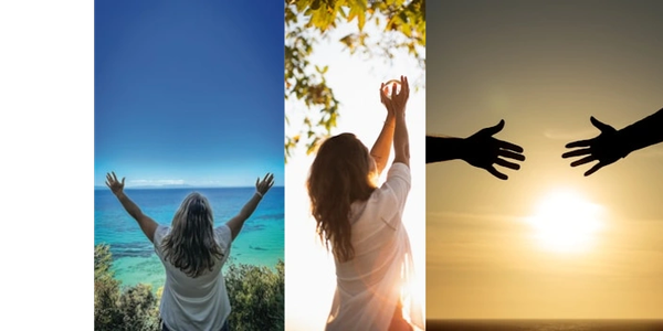 Hands emitting light symbolizing distant healing and compassion.