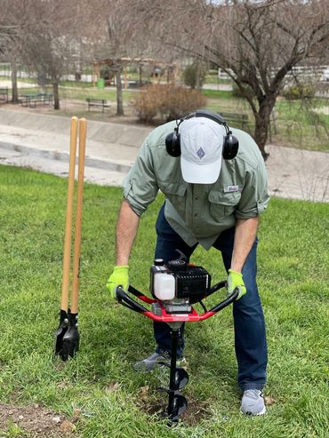 Prepping for bird house installation. 