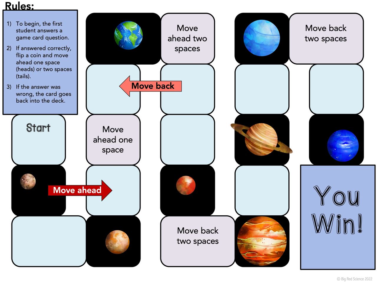 Task cards + Heads or Tails game boards are an easy way to fill extra time at the end of class or to set up as a station activity.