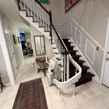 Indoor stairlift on home staircase.