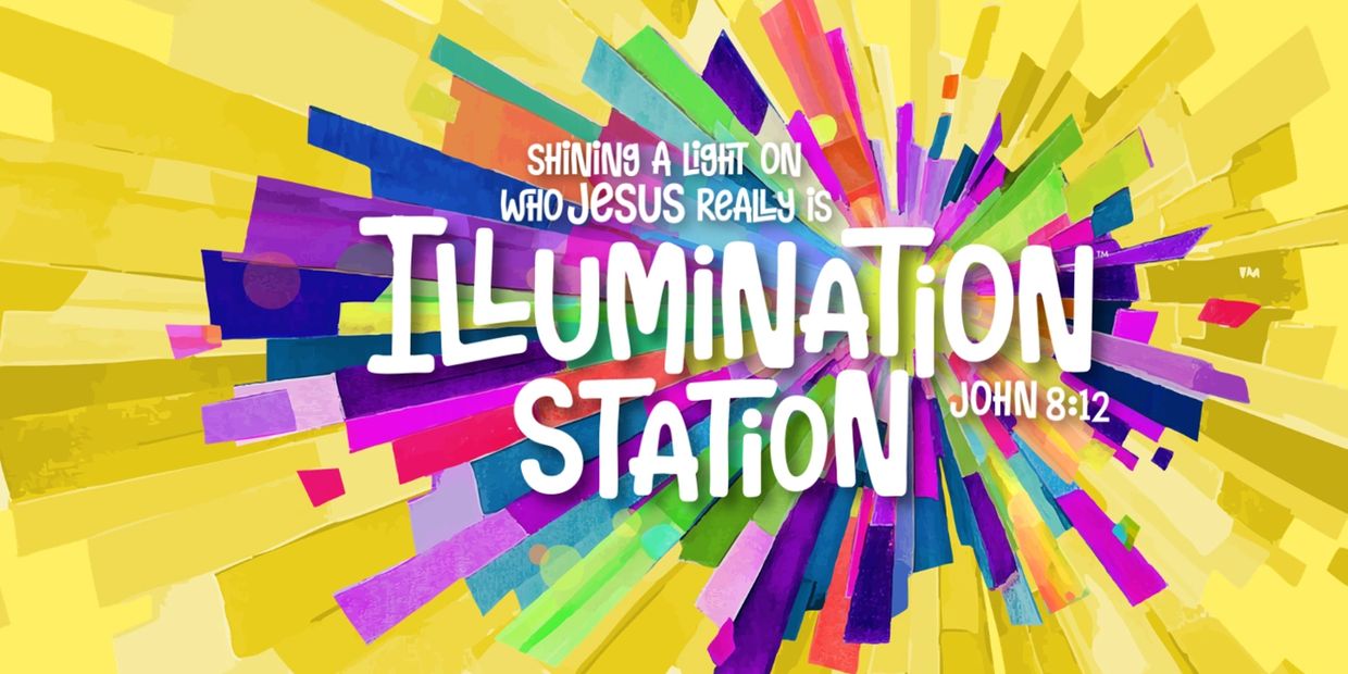 Colorful graphic with the words 'Illumination Station' and a Bible reference John 8:12.