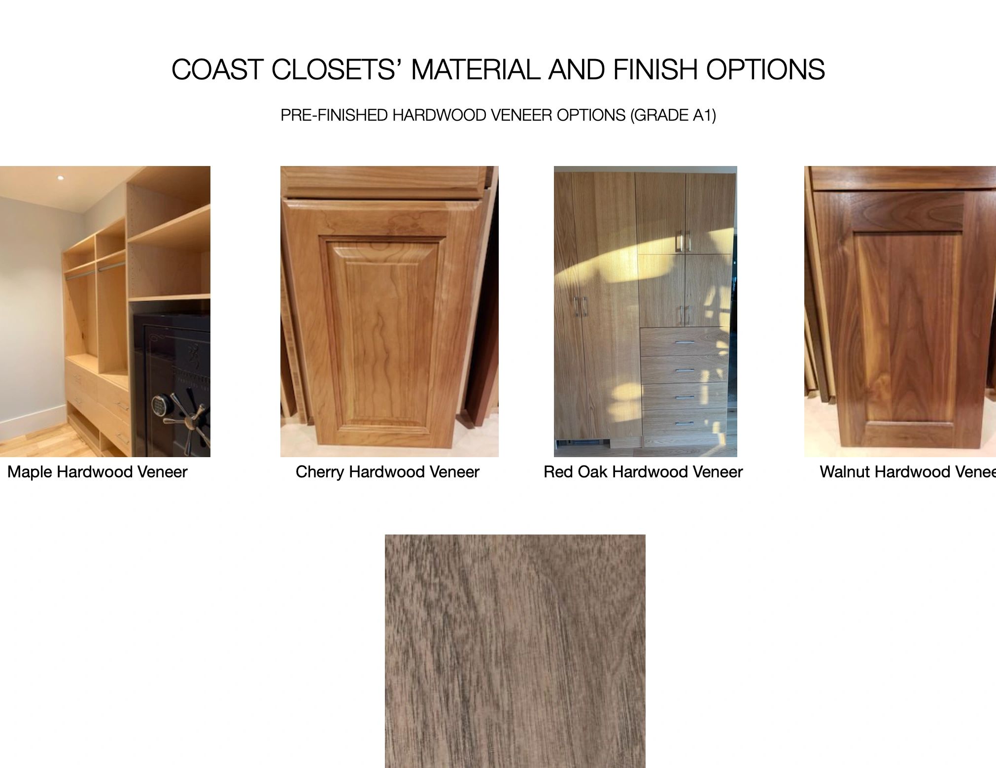 TFL and Harwood wholesale closets for builders, contractors, and homeowners.