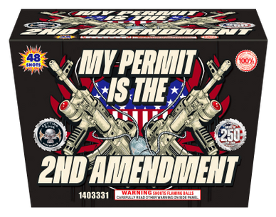Fireworks box with 2nd Amendment and guns design.