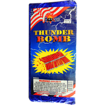Package of Thunder Bomb fireworks with American flag design.