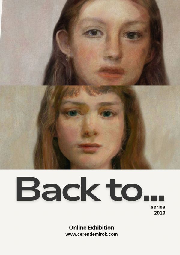 Two painted portraits of young women for an online exhibition titled 'Back to...' from 2019.