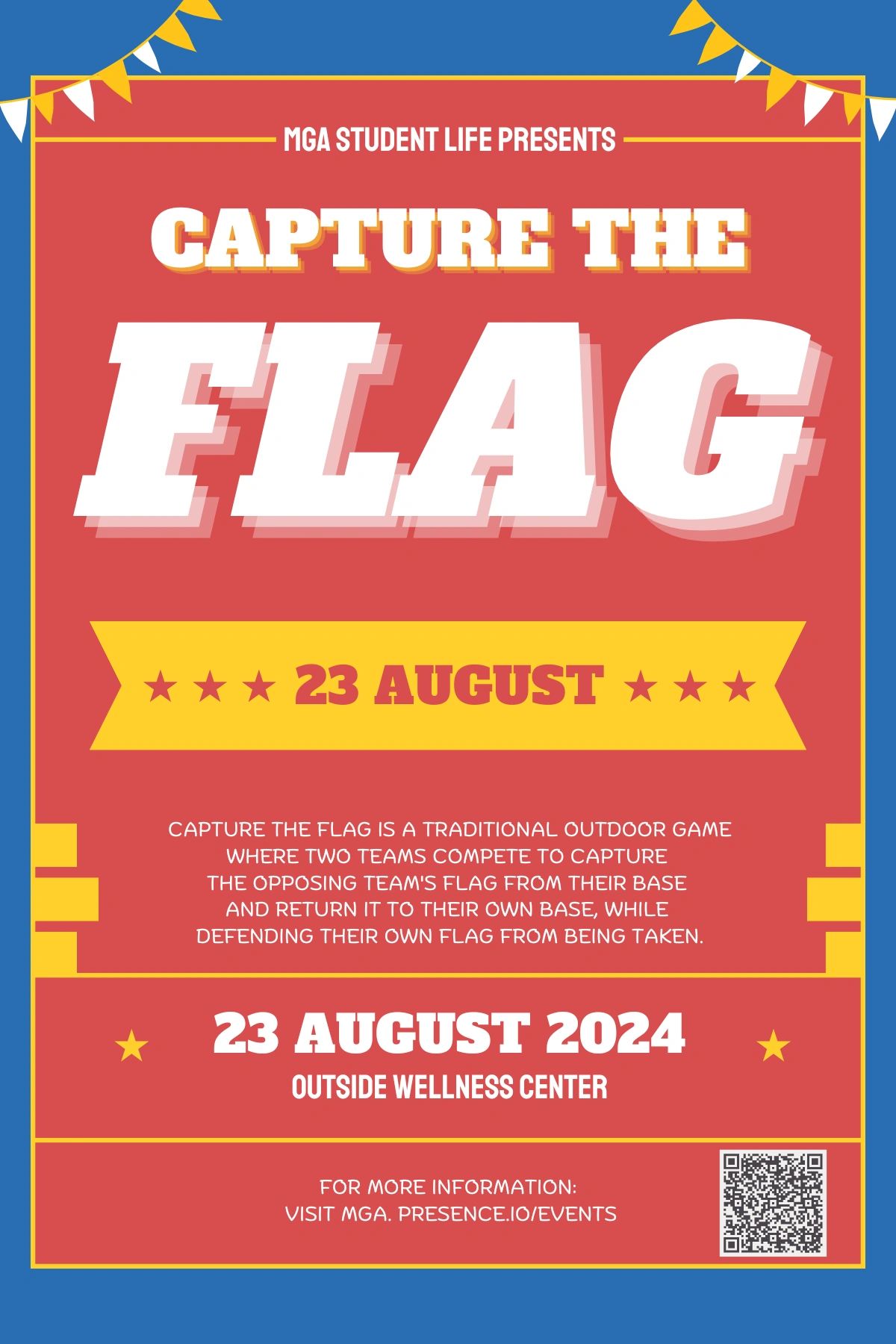 Event poster for Capture the Flag on 23 August 2024.
