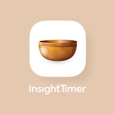 Insight Timer app logo with a wooden bowl on a beige background.