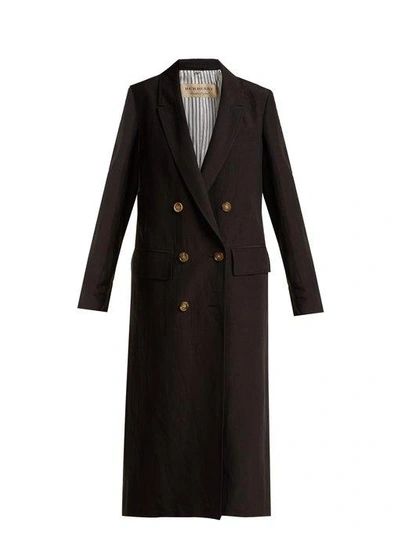 BURBERRY Parwood Double-breasted Linen-blend Coat In Black