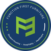Logo of Function First Furniture with a modern emblem and tagline.