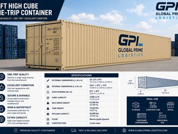 18ft High Cube One-Trip Container by Global Prime Logistics.