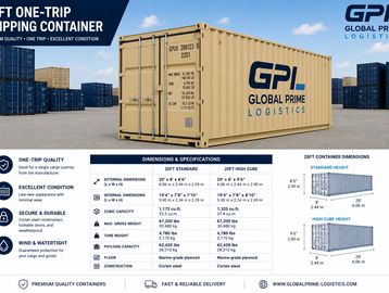 Shipping container specifications for GPL Global Prime Logistics.