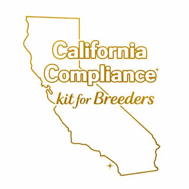 Logo with California outline and text about breeder compliance kit.