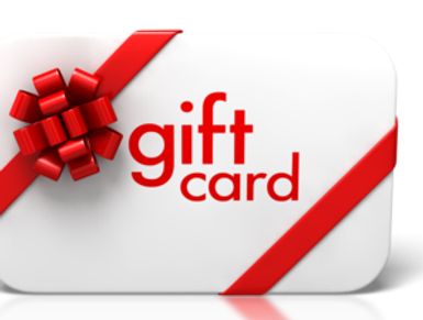 photo of a white and red gift card