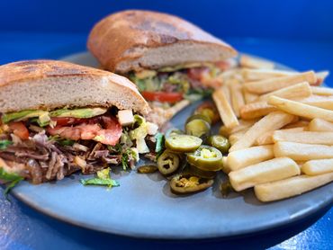 Picture of burger and hot dog