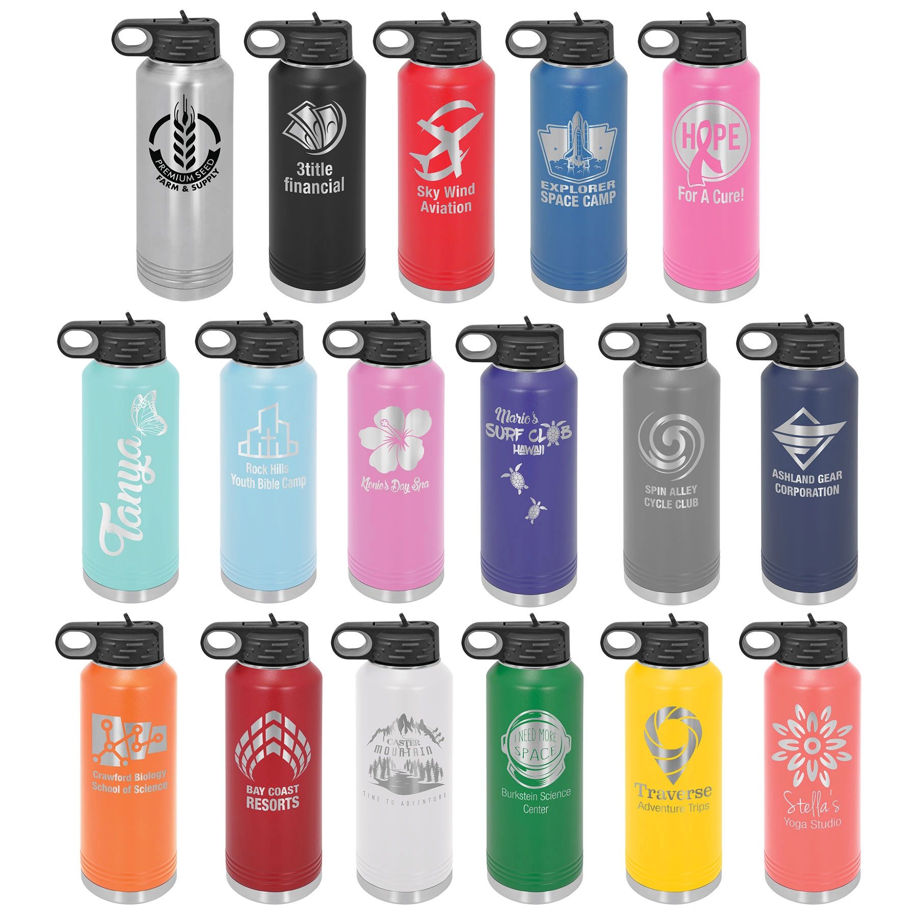 Laser Engraved YETI® or Polar Camel Water Bottle with Mountains Under