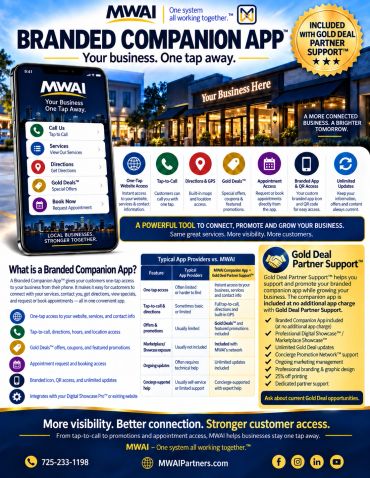 MWAI Branded Companion App for easy customer access and business promotion.