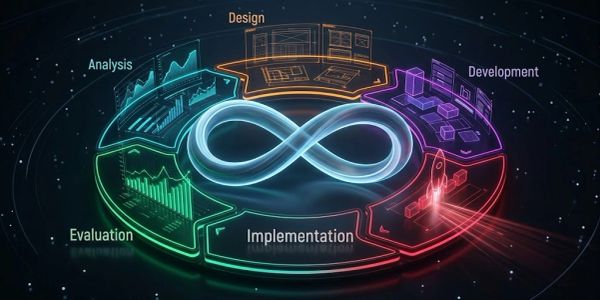 DevOps lifecycle stages with infinity loop.