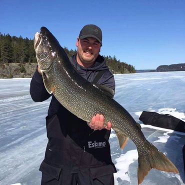 Lake Trout, Lake Temagami, Loon Lodge,  Guided Ice Fishing, Monster Trout, Ice Bungalow Rentals 