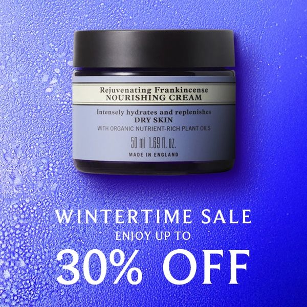 blue glass jar of Neal's Yard REmedies Organic Frankincense nourishing cream