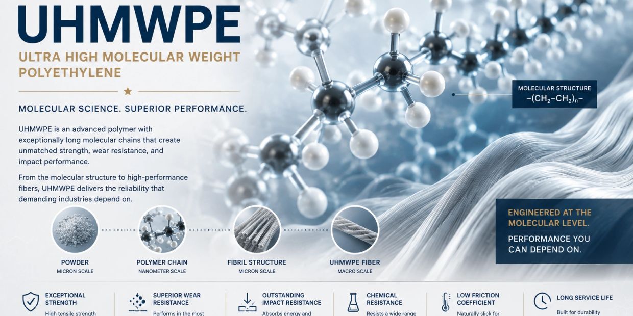 Informative graphic about UHMWPE polymer and its properties.