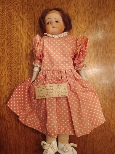This special doll was handed down from my Great-Aunt Elizabeth to my mother, then to me. She is a Bi