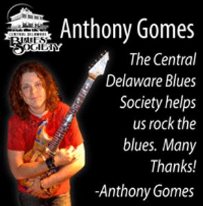 Anthony Gomes thanks Central Delaware Blues Society for supporting blues music.