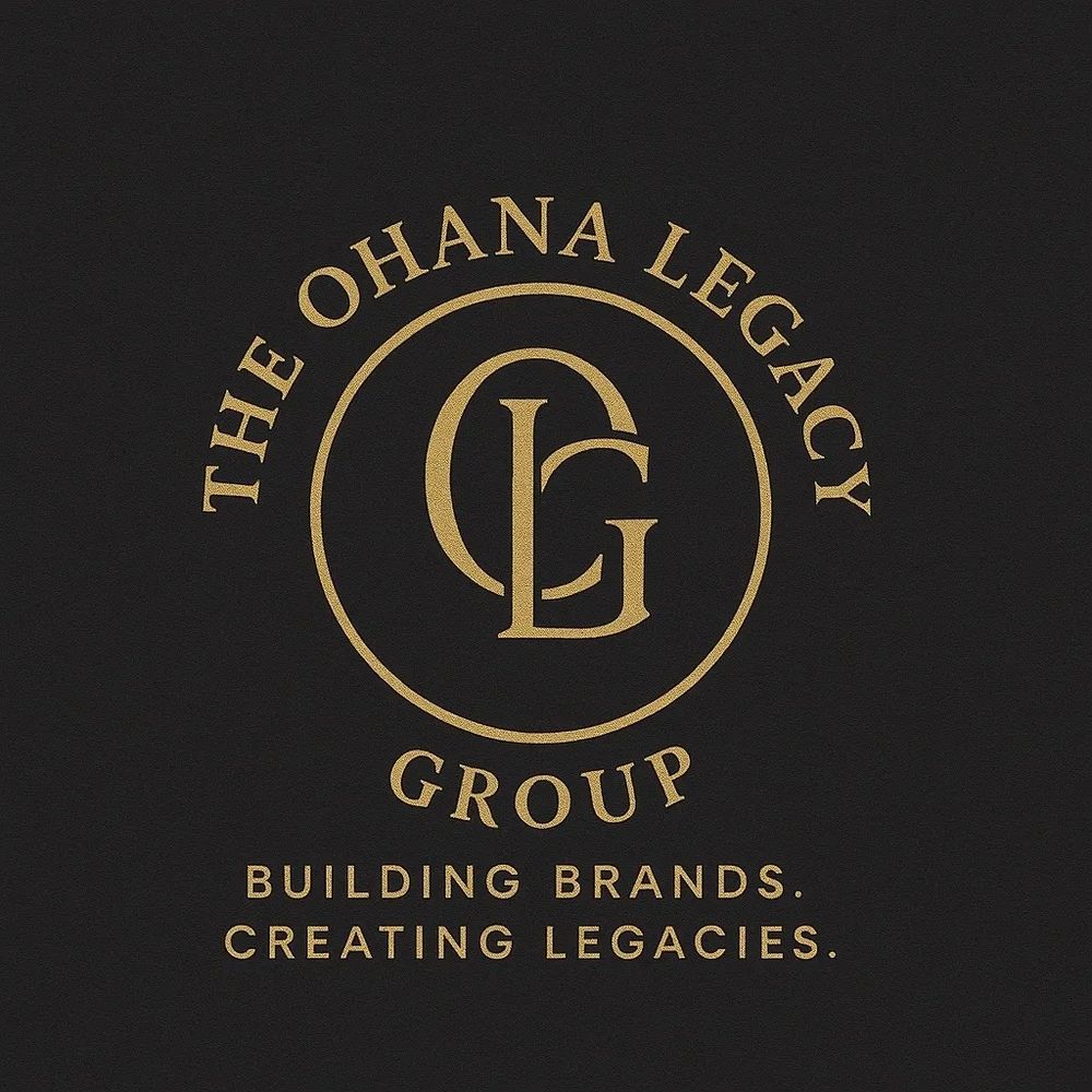 Elegant logo of The Ohana Legacy Group in gold on black background.