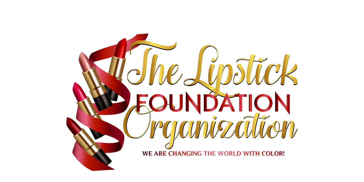 Logo of The Lipstick Foundation Organization with vibrant lipsticks and a red ribbon.