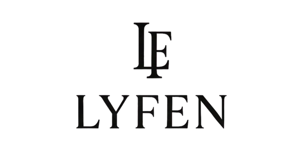 Black and white logo with letters LE and text LYFEN.
