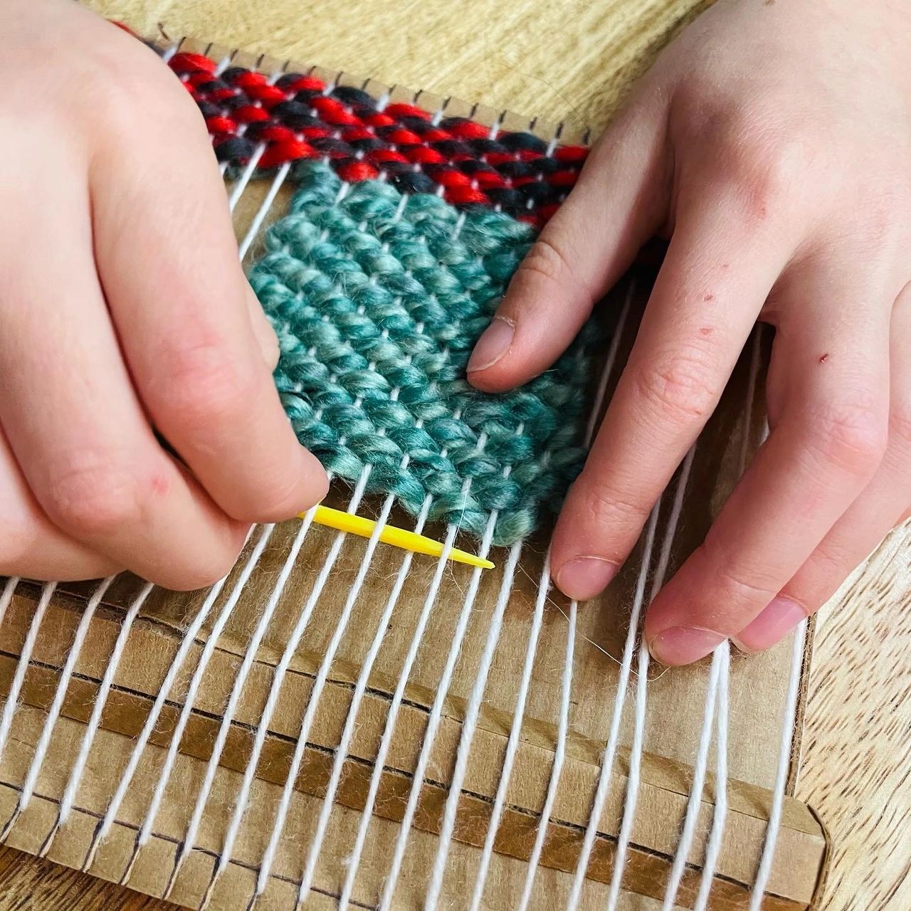 Weaving Ideas for Kids: Yarn Weaving on a Cardboard Loom  Weaving for  kids, Yarn crafts for kids, Weaving projects