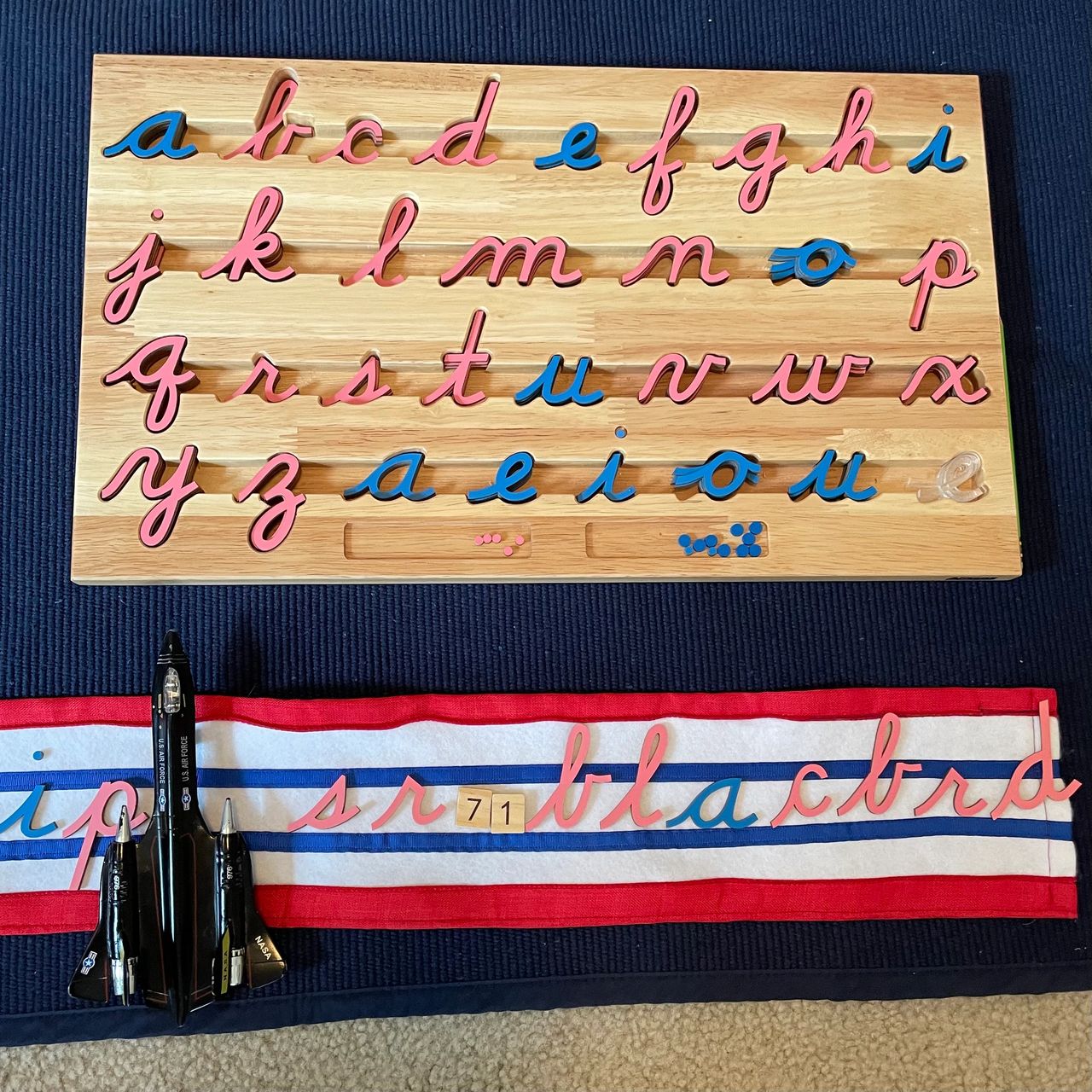 Montessori Montessori Wooden Cursive Alphabet Letters With Storage Box ...