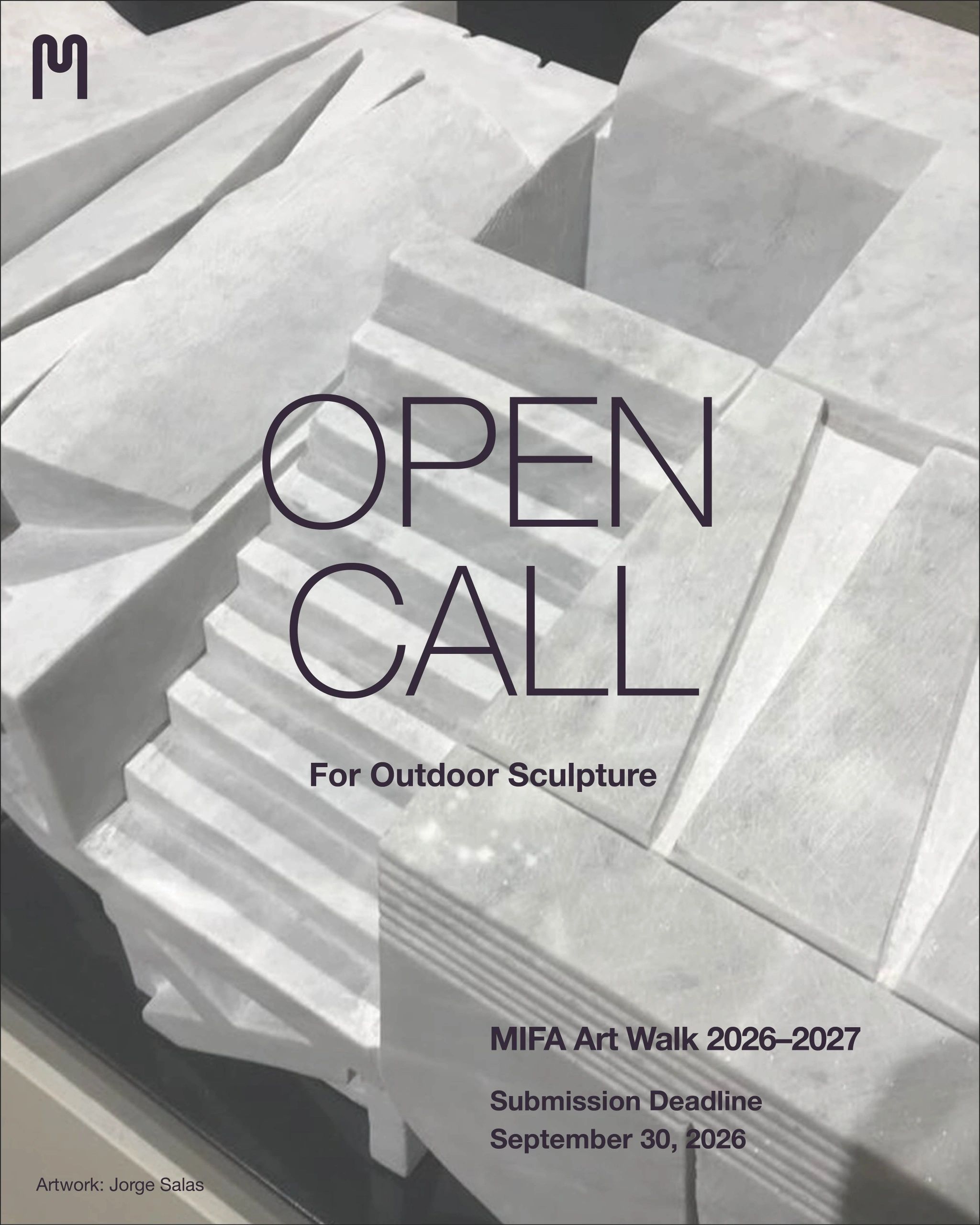 Abstract outdoor sculpture call for submissions for MIFA Art Walk 2026-2027.