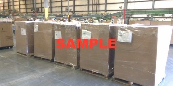 Sample clearance product in cardboard bins
