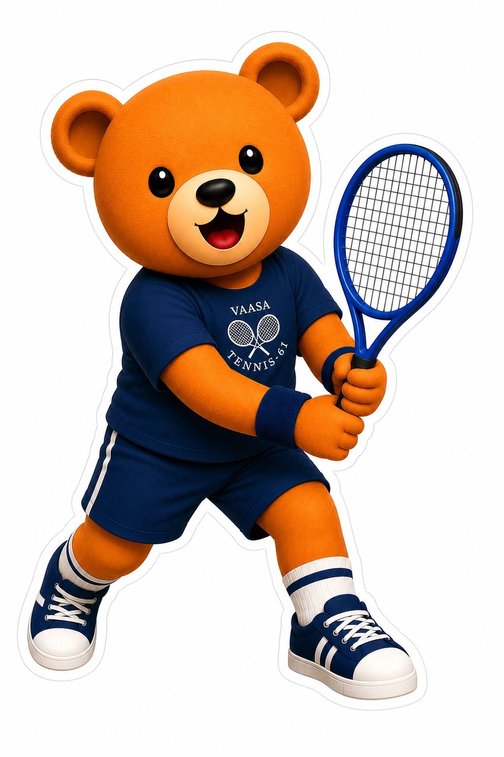 Cute teddy bear dressed for tennis.