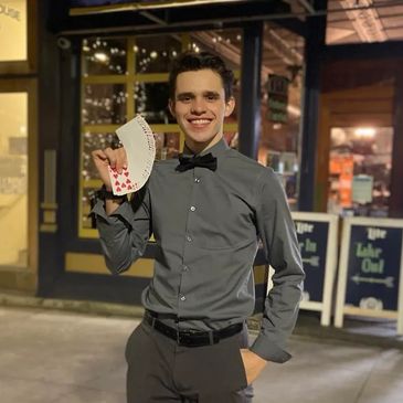Wyatt Hackett performing for a local business.
