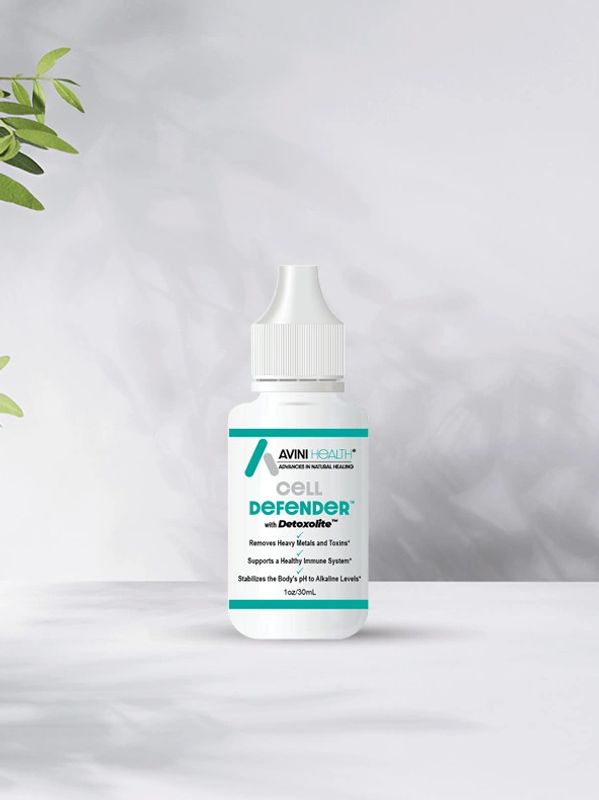 Bottle of Cell Defender supplement with Detoxolite.