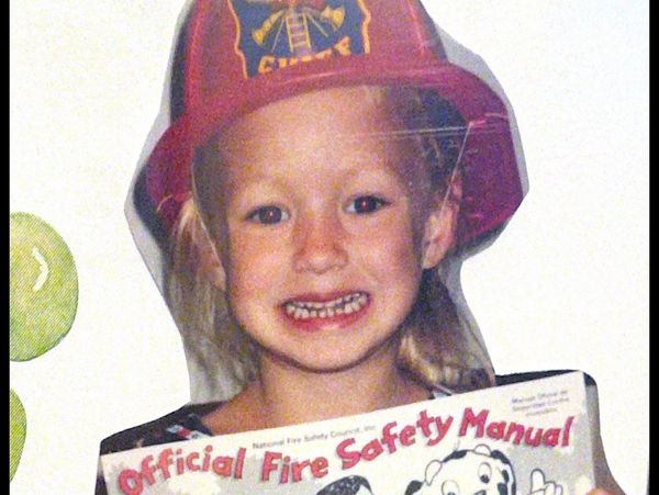 6 year old Dolores visiting the fire station which gave her the passion to be a firefighter