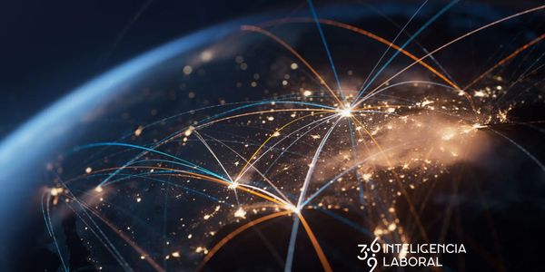 Glowing network connections across a nighttime Earth view, symbolizing global communication.