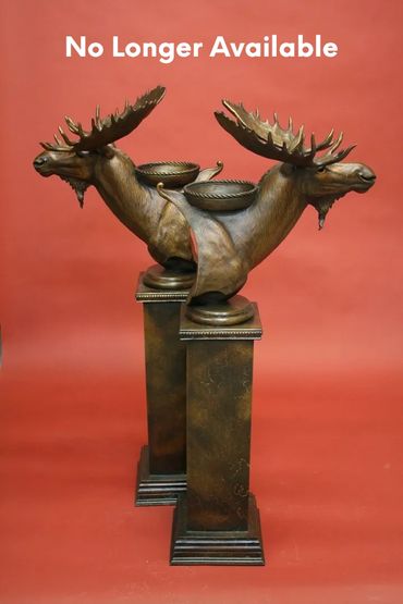 bronze plant stands, moose plant stands, plant stand sculpture