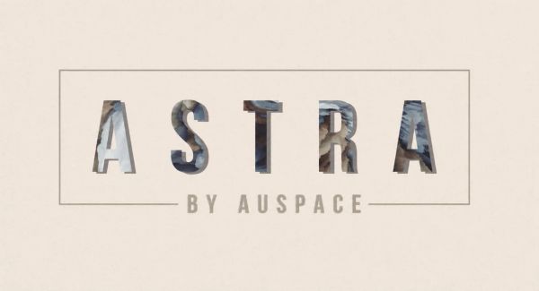 Logo with the word 'ASTRA' and subtitle 'BY AUSPACE' on a beige background.