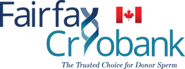 Logo of Fairfax Cryobank with Canadian flag and DNA strand.