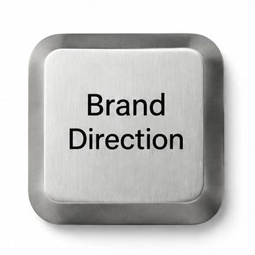 Silver key with text 'Brand Direction'