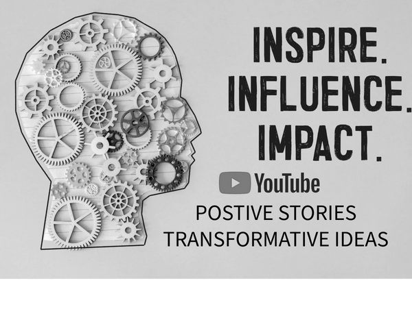 Profile of a head made of gears with YouTube inspirational message.