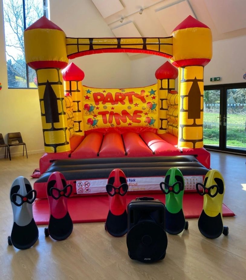 YELLOW PARTY TIME BOUNCY CASTLE FOR SALE
